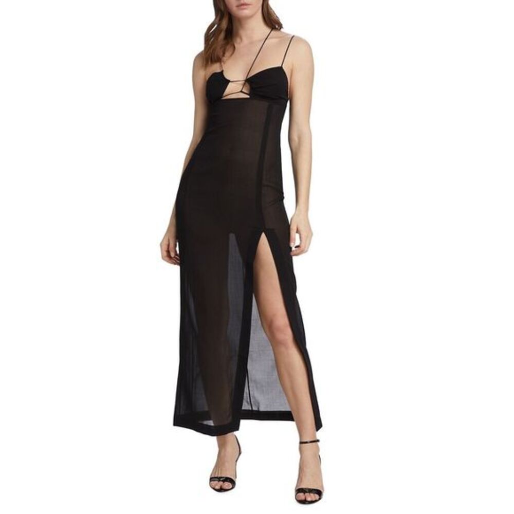 Nensi Dojaka Nensi dojaka women's black asymmetric bra long dress